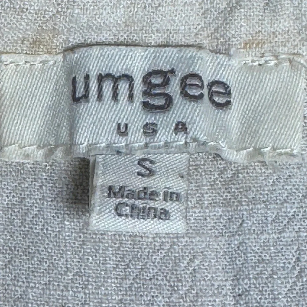 Umgee Oatmeal Linen‎ Blend Sleeveless Frayed Utility Romper Beige Small